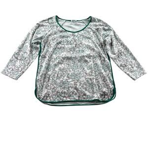 LAKE Pajama 3/4 Sleeve Top Womens Size Medium Pima Cotton Christmas Holiday Top